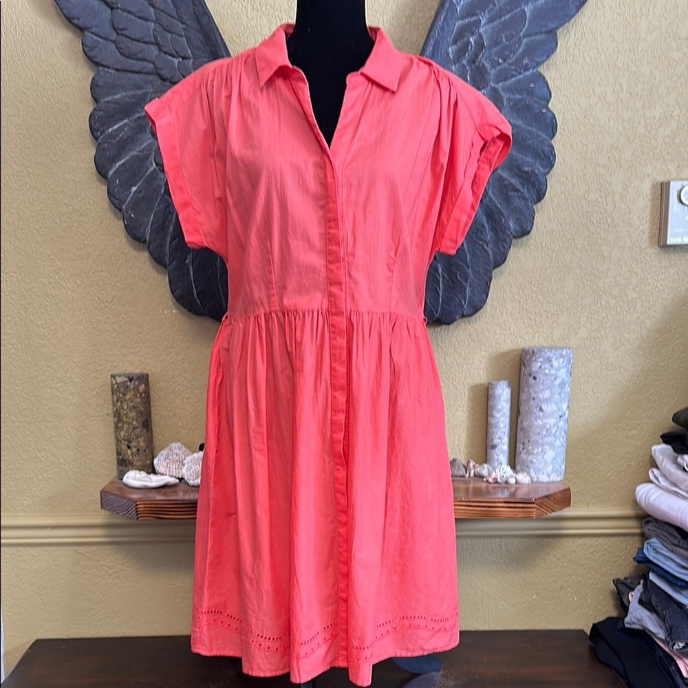 George Coral Button-Down Dress